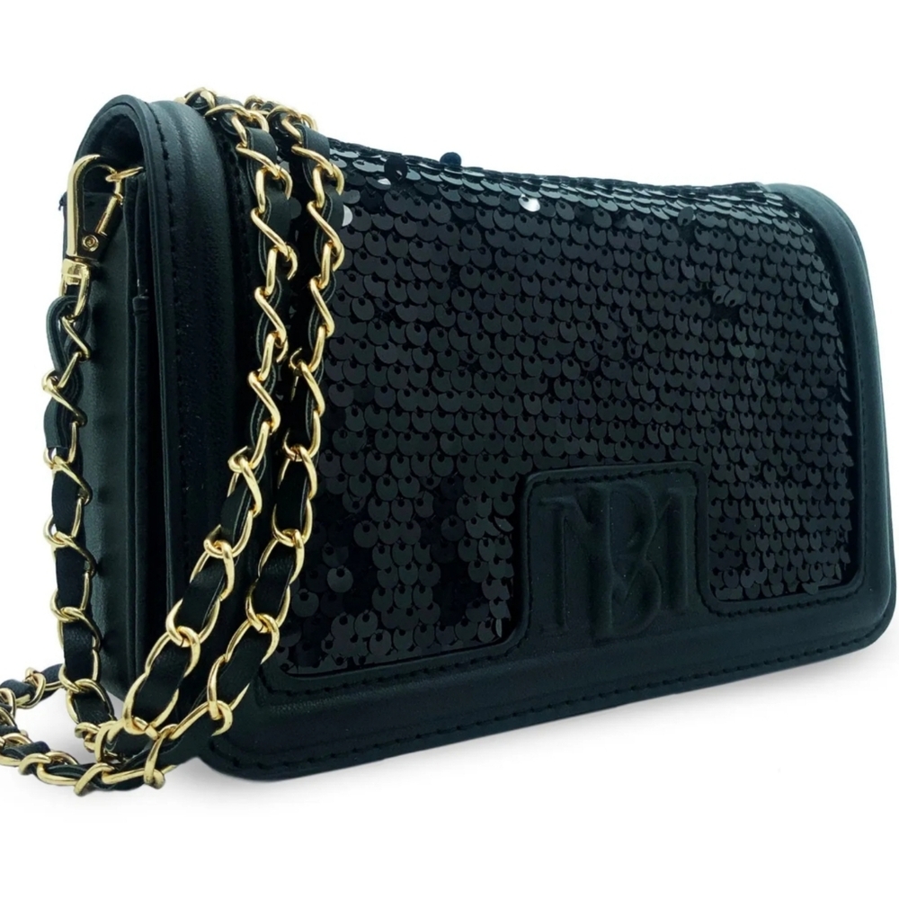 Badgley Mischka Black Sequin Crossbody Bag ~ Brand New - Picture 7 of 9